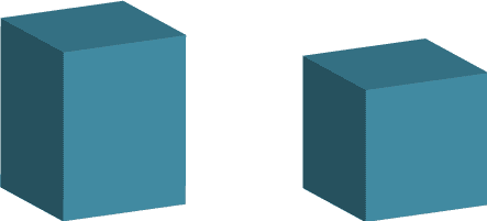 Two rectangular prisms, one of which is a cube.