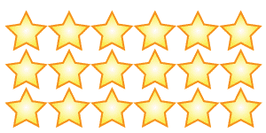 3 rows of 6 yellow stars.