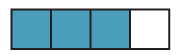 The third rectangle is divided into 4 equal pieces with 3 of them shaded blue.
