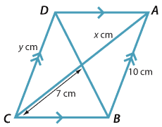 Parallelogram ABCD with AD parallel to BC and AB parallel to DC.