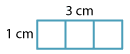 A 1 centimetre by 3 centimetre rectangle, with one-centimetre grids marked.