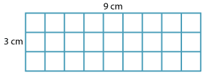 A 3 centimetre by 9 centimetre rectangle, with one-centimetre grids marked.