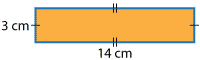 A 3 cm by 14 cm rectangle.