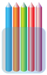 pack of 5 coloured pens, blue, orange, green, red and purple.