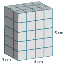 Rectangular prism measuring 3 by 4 by 5 cm.