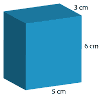 rectangular prism measuring 3 by 6 by 5 cm