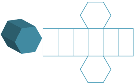 Hexagonal prism with its net.