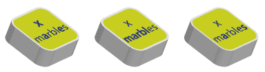 3 boxes containing x number of marbles