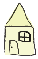 Child-like drawing of a simple house