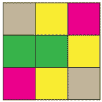 3 by 3 square with all 9 squares colour-coded