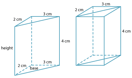 Two objects, triangular prism and rectangular prism