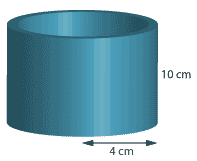 Open cylinder. Base radius 4cm, height 10 cm. 