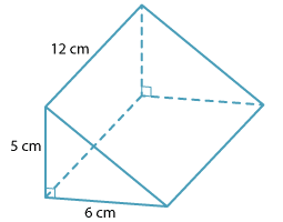 Drawing of a triangular prism with a slice shown in the centre.