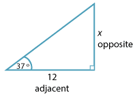 triangle with a 37 degree tangent