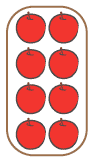 8 apples in a box.
