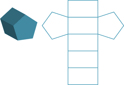 Pentagonal prism with its net.
