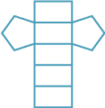 A net made up of 2 pentagons and 5 rectangles.