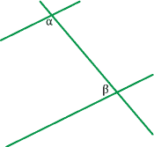 Pair of lines cut by transversal. One pair of co-interior angles marked alpha and beta