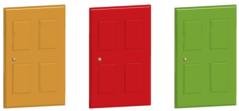 From left to right first door, second door, third door.