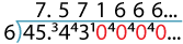 Short division 4.5/6 giving 7.571666