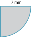 Quarter of a circle, radius 7 mm.