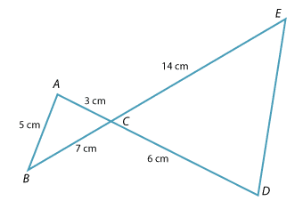 Segments AB and ED drawn parallel.