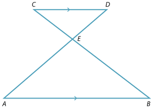 Segments CD and AB drawn parallel and labeled with arrows to show this.