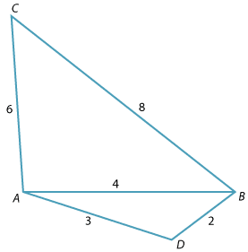 Triangles ABC and ABD drawn with common side AB.