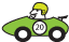 one green car