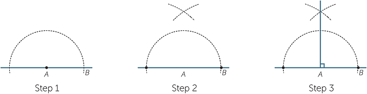 How to construct a 90 degree angle with compass and straightedge or ruler -  Math Open Reference