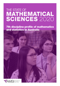 Report cover: The State of Mathematical Sciences 2020: 7th discipline profile of mathematics and statistics in Australia