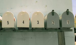 row of numbered letterboxes